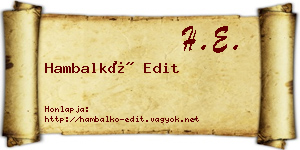 Hambalkó Edit névjegykártya